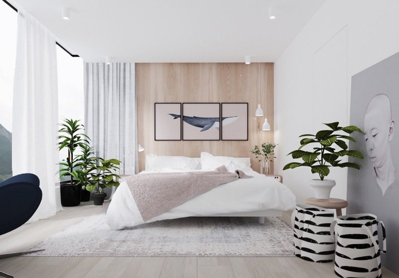 Scandinavian interior of the bedroom