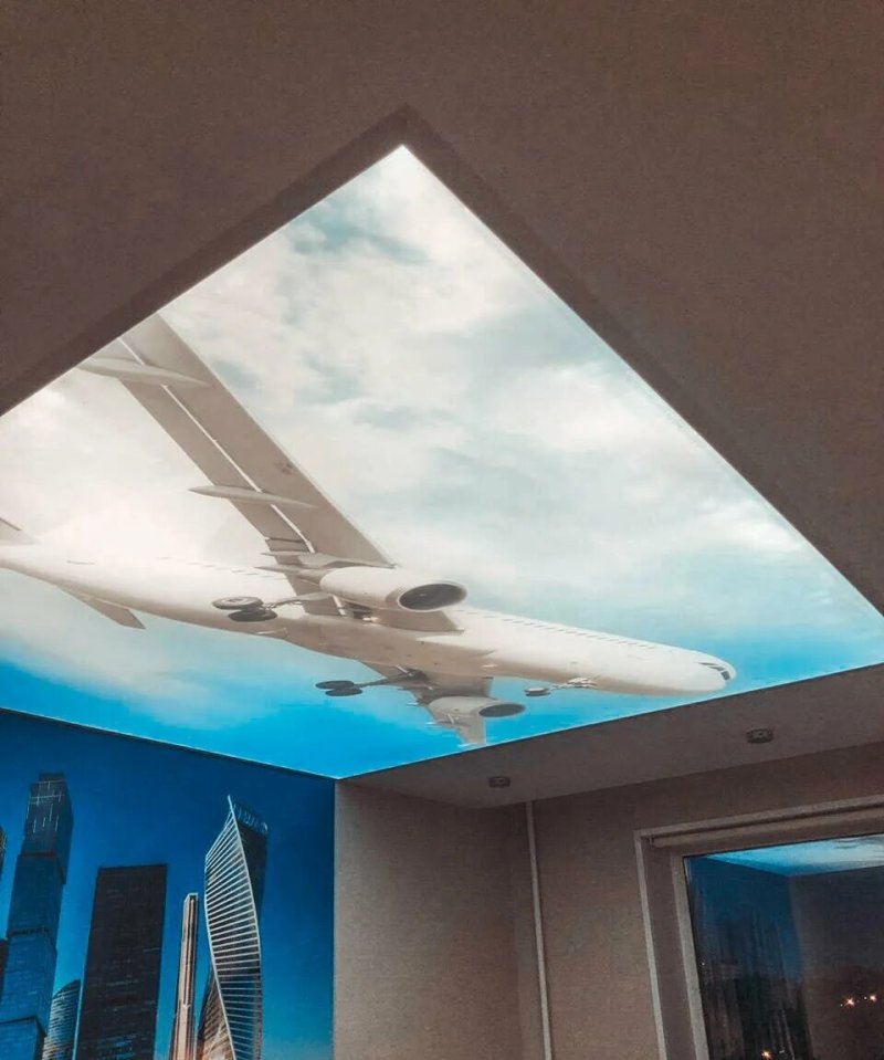 Stretch ceiling with photo printing