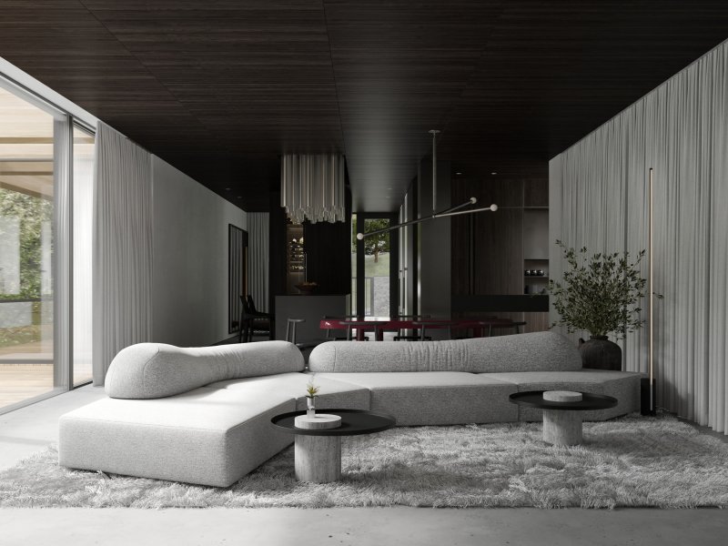 Interior of a suburban house in the style of minimalism