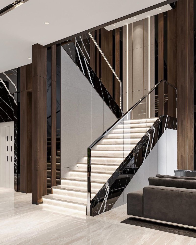 The staircase is modern design