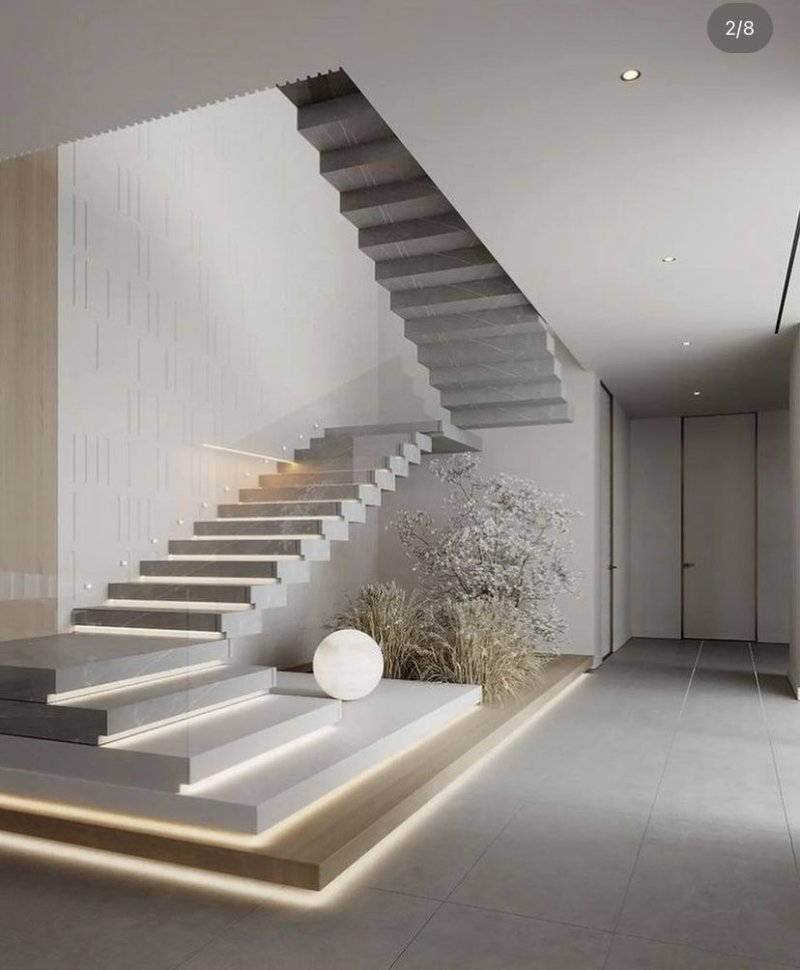 The staircase is modern design