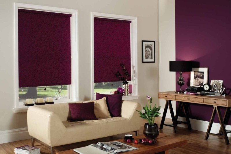 Blackout roller curtains on plastic windows