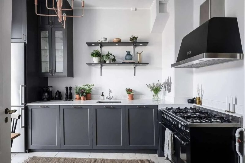 Gray kitchen in the Scandinavian style