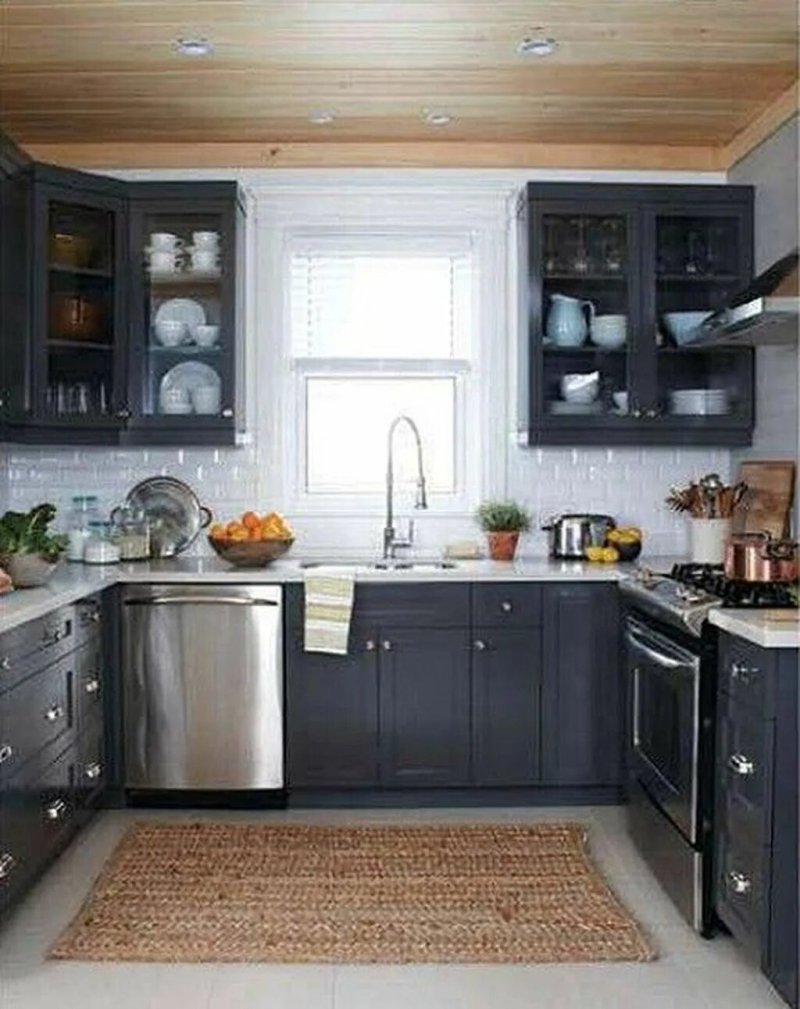 Gray kitchen in a summer cottage