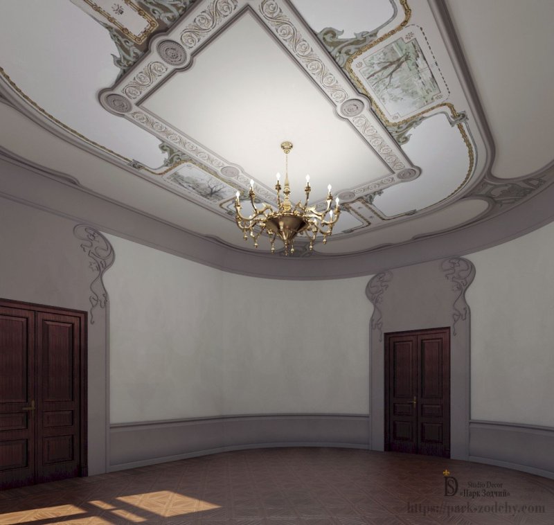 Stucco molding on the ceiling