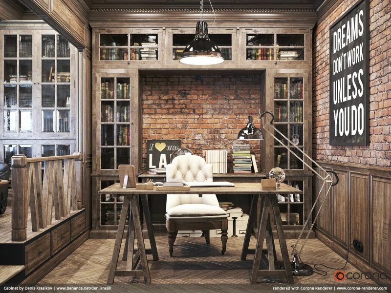 Men's office interior loft style