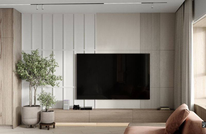 TV zone in the living room in a modern style