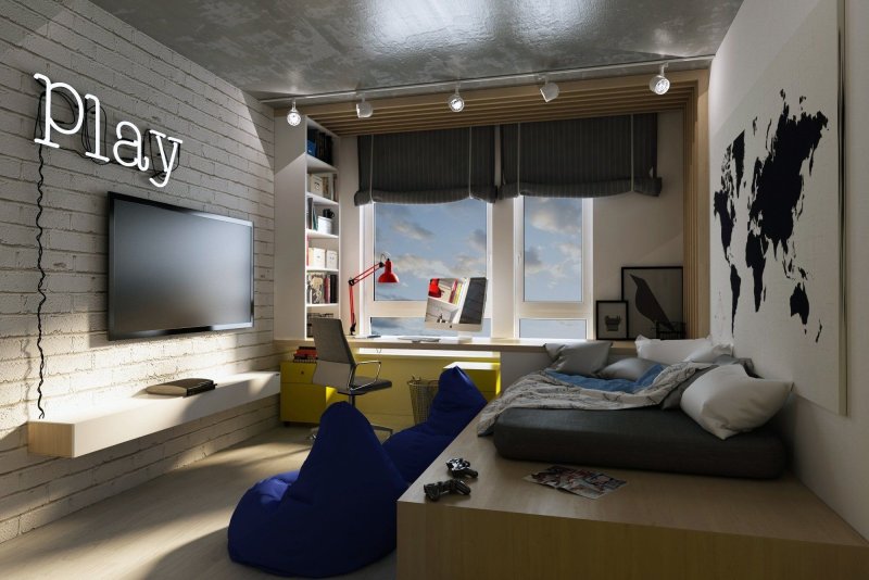 The design of a teenager's room in a modern style for a boy