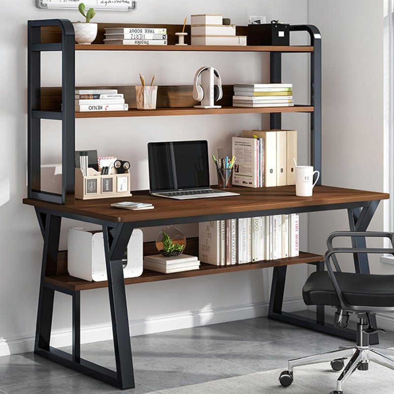 Loft -style computer table with shelves