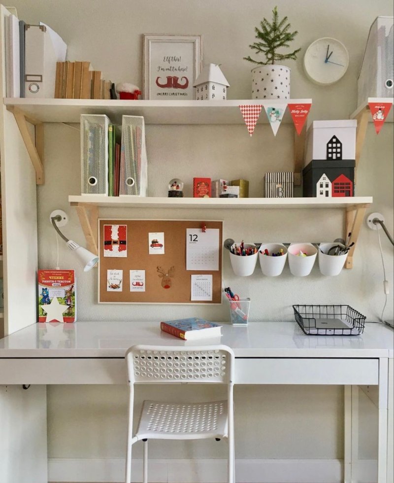 Shelf above the table for the student