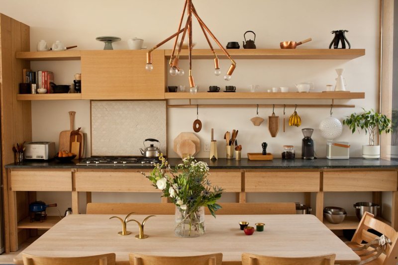 Open shelves in the kitchen