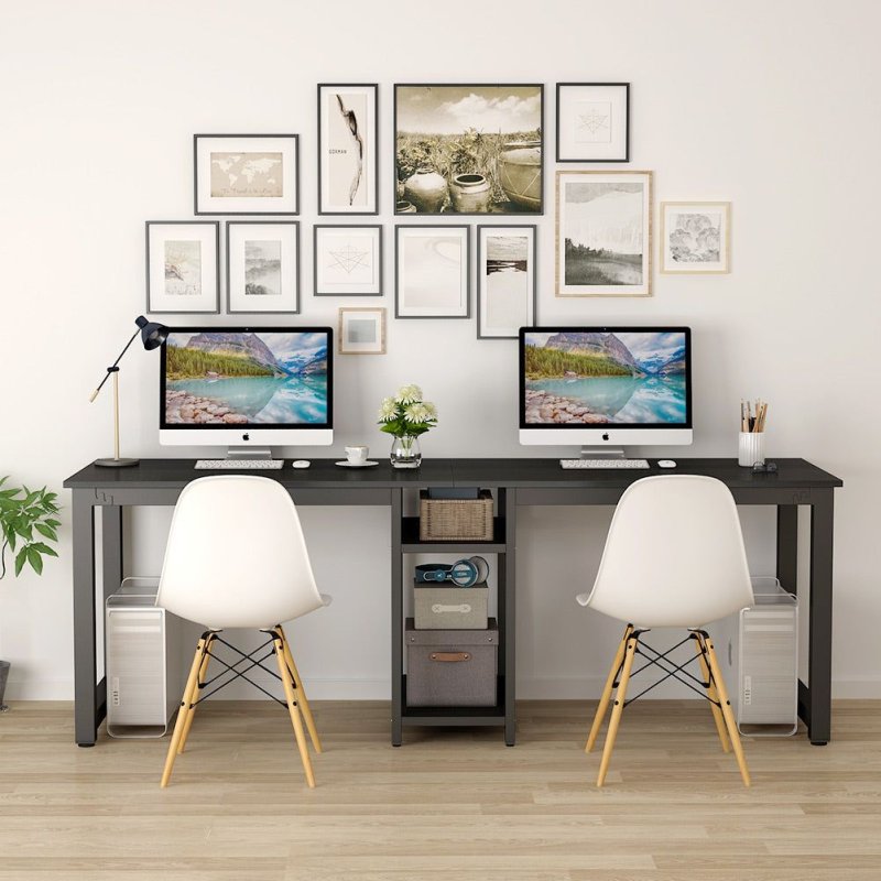 Computer table with shelves modern