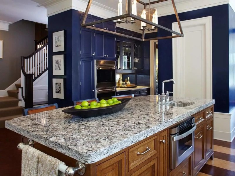 Blue kitchens in the interior