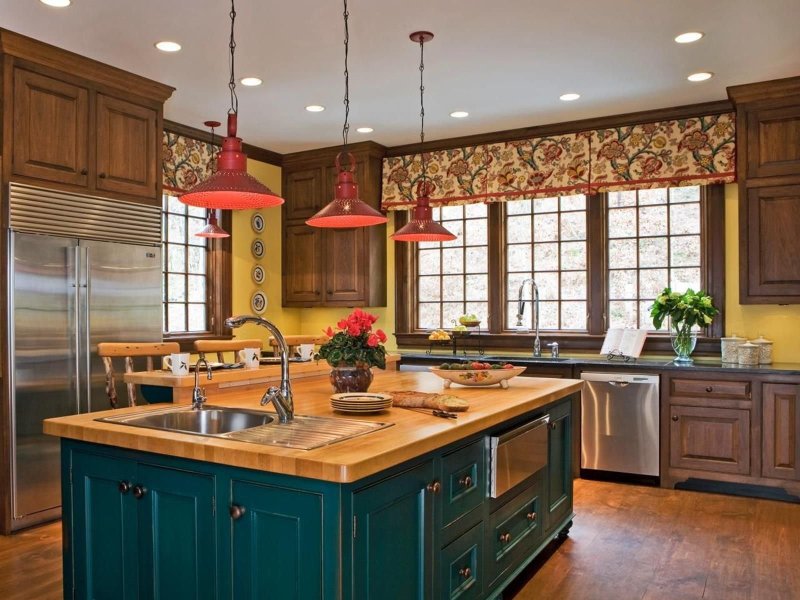 Kitchens in a wooden house