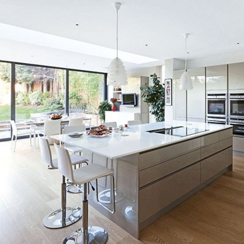 Kitchen design in a modern style with the island