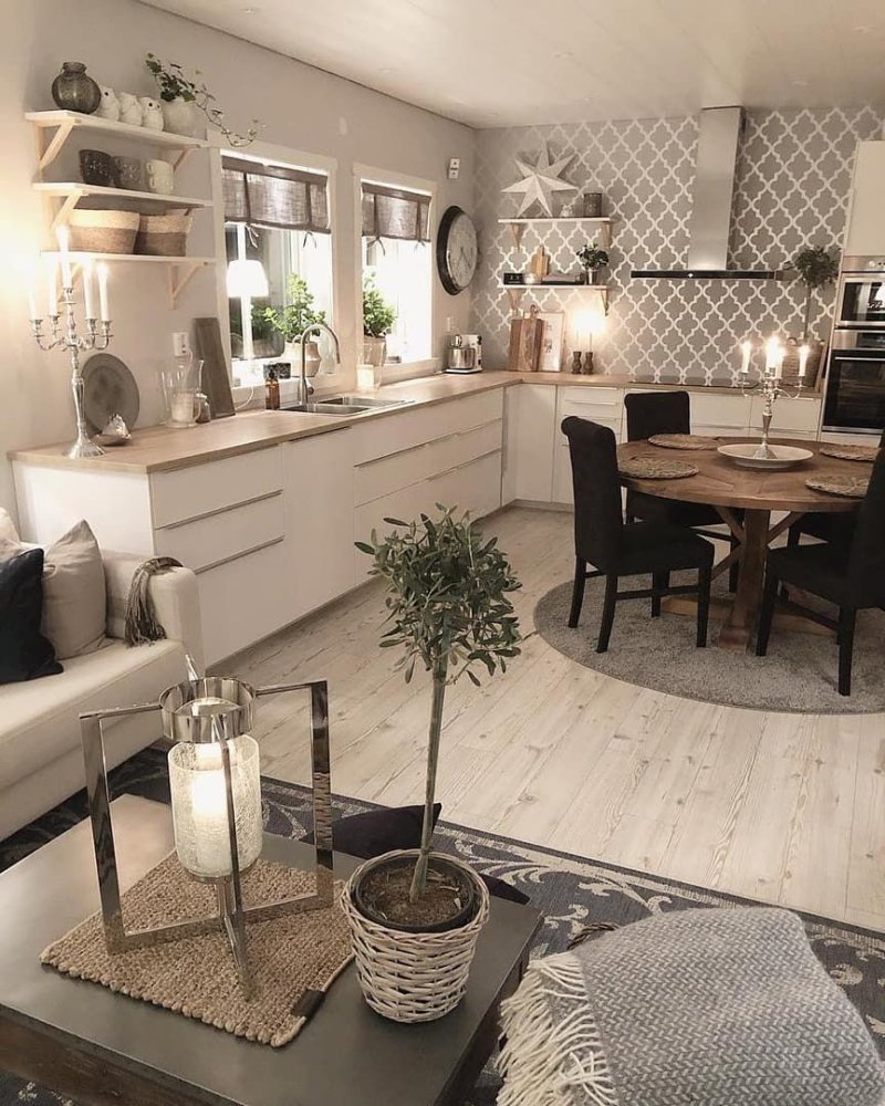 Kitchen Living room in the Scandinavian style