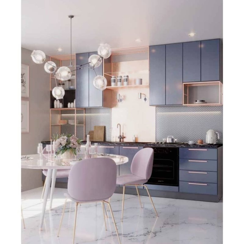 Kitchen design in pastel colors