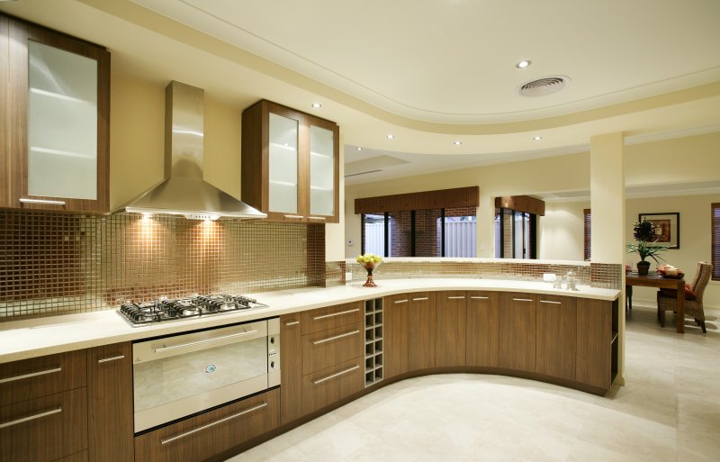 Dining room kitchen design in a private house