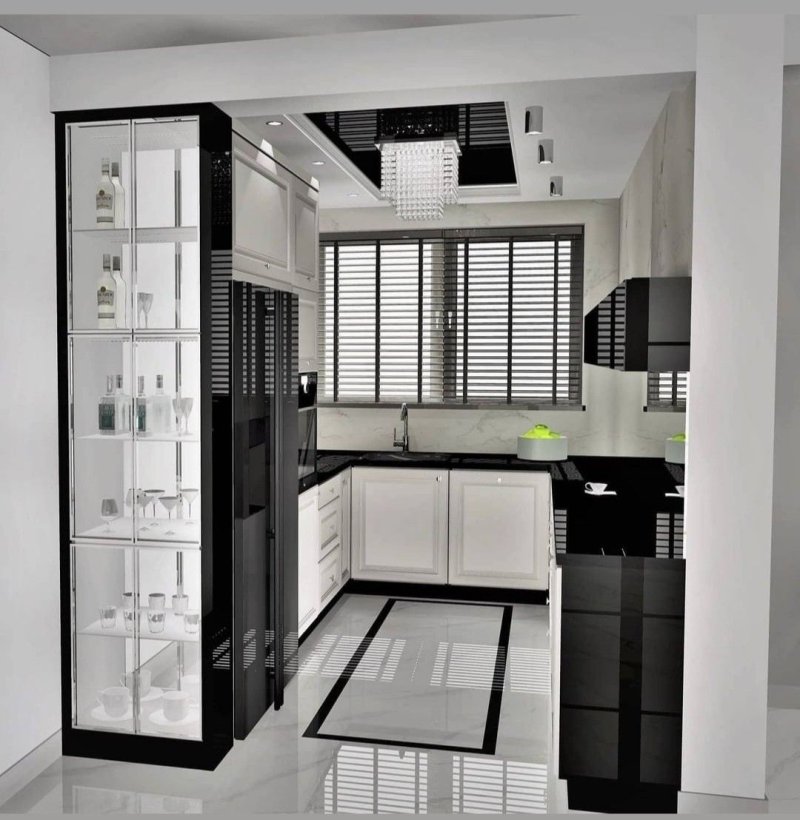 Black white kitchen design interior