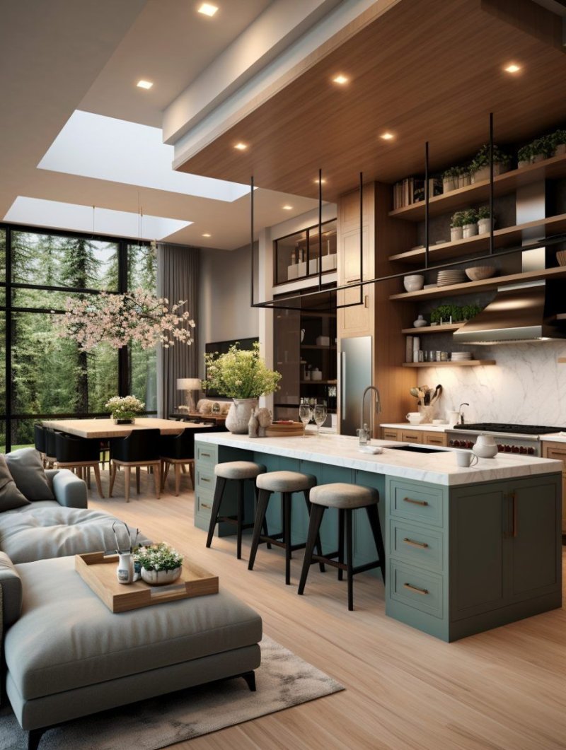 The interior of the kitchen is modern