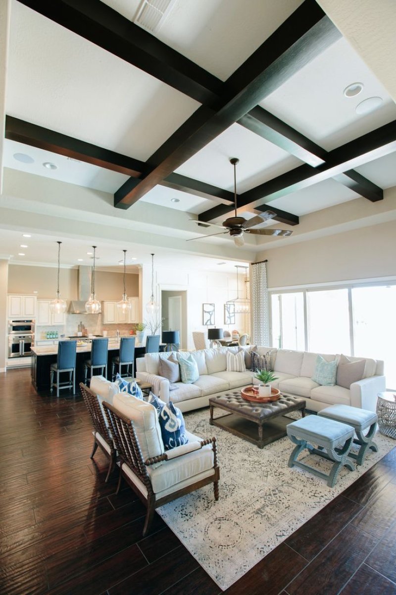 Kitchen living room in a country house in a modern style