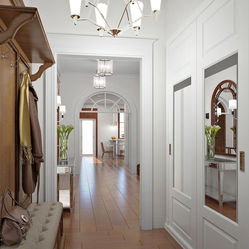 In the American -style entrance hall