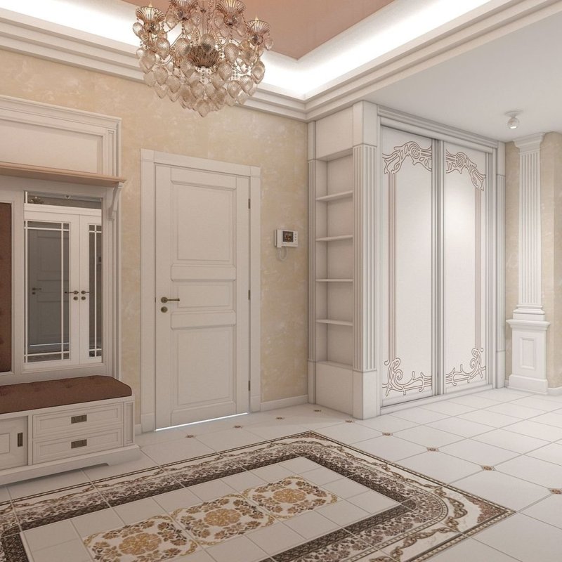 Hallway in a classic style in light colors