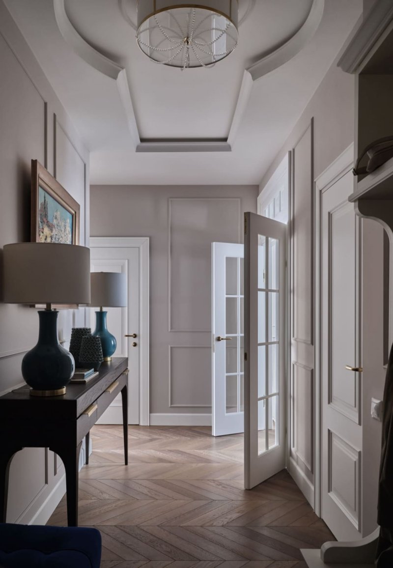 The interior of an apartment in the style of neoclassic