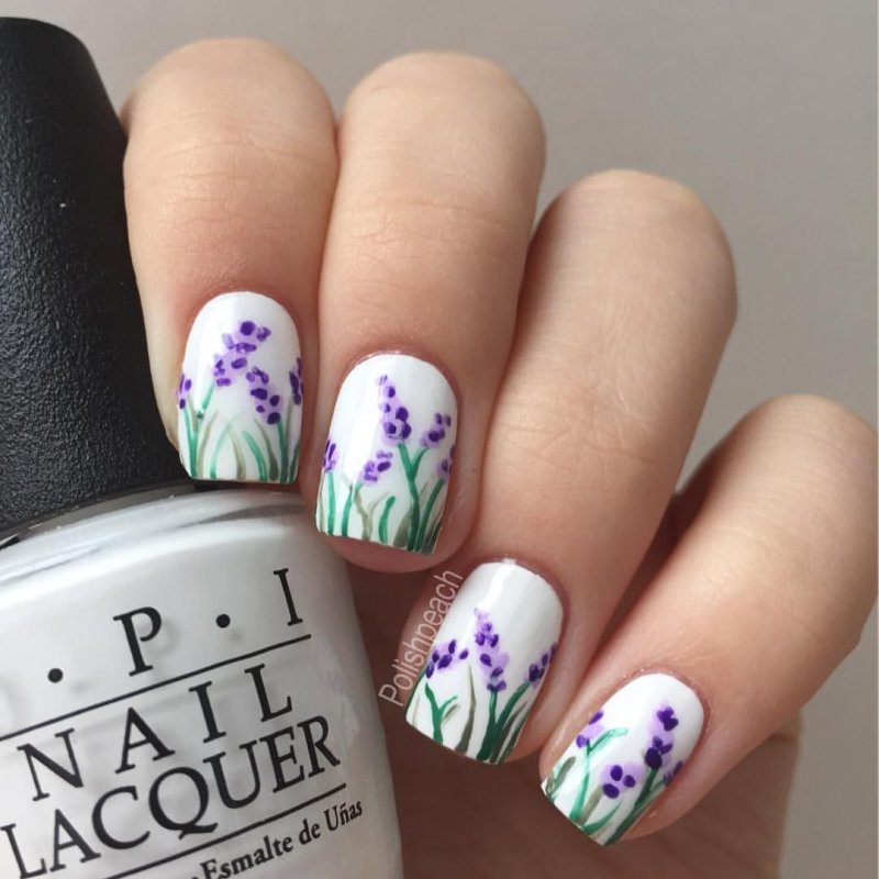 Manicure with lavender design