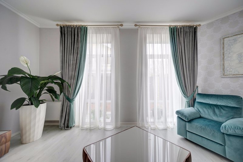 Curtains in the living room in modern