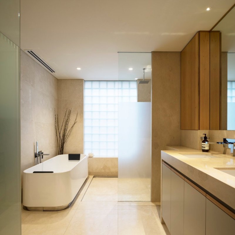 The interior of the bathroom in a modern style