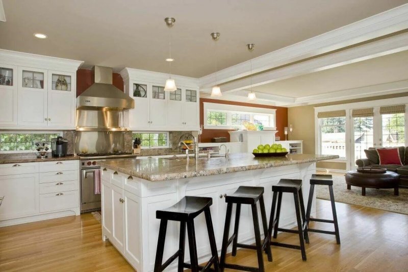 Kitchen living room with island design