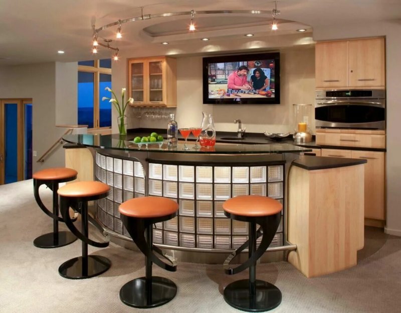 Kitchen living room with bar standing design