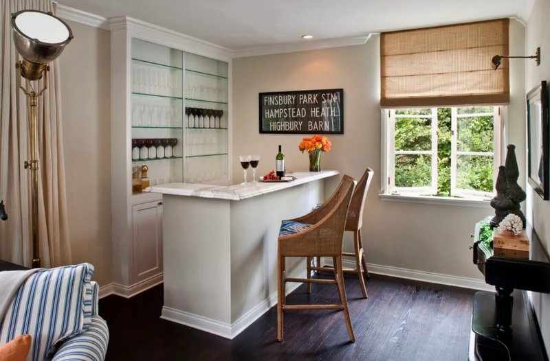 Bar stand in the interior of the kitchen of the living room