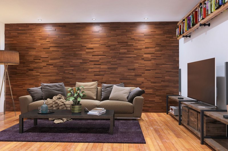 Wooden panels in the living room