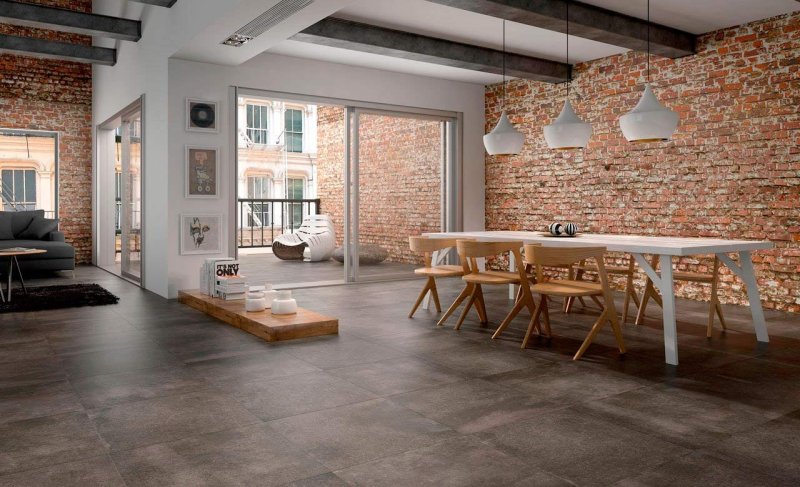 Concrete floor in loft style