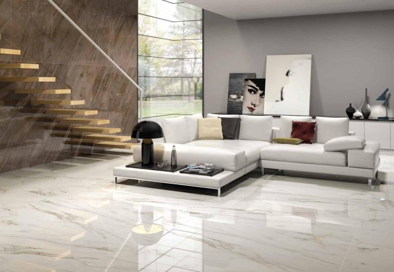 Porcelain stoneware in the living room