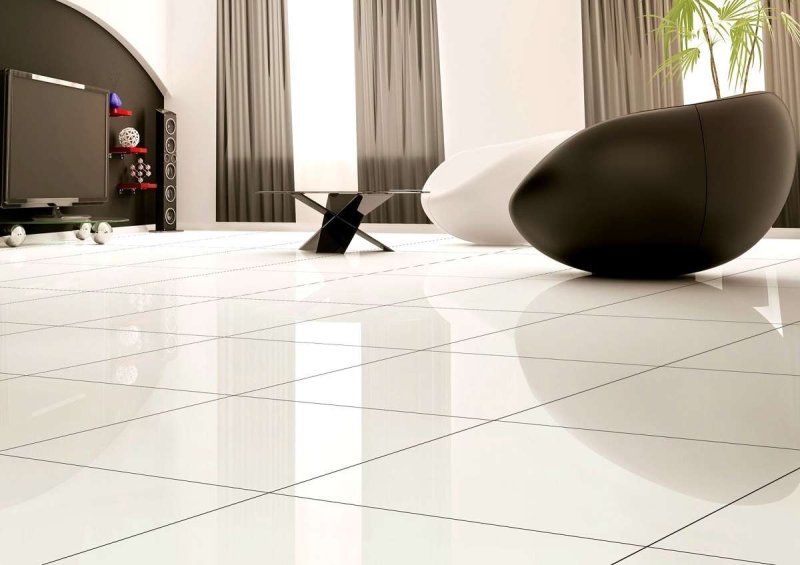 Glossy porcelain stoneware for the floor