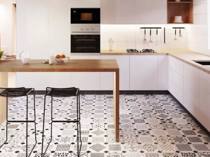 Kitchen tiles on the floor