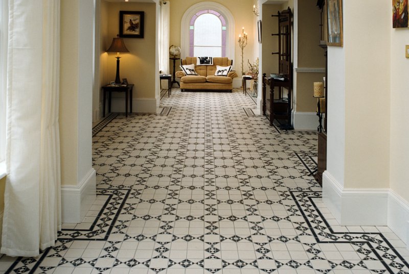 Corridor tiles on the floor