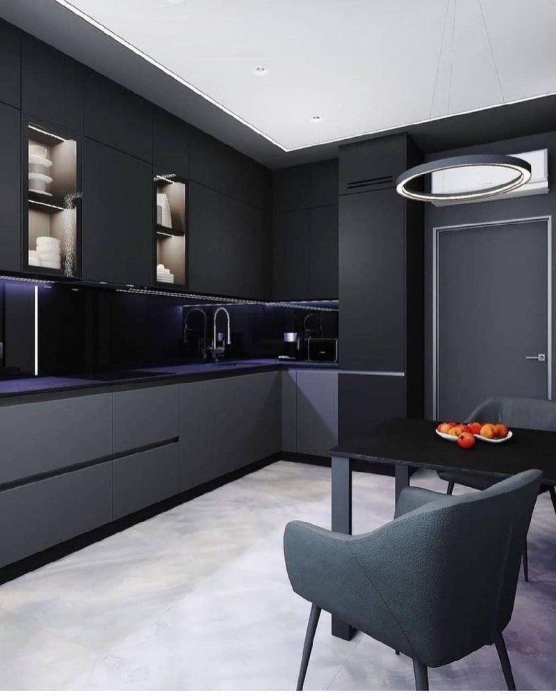 Design of gray cuisine in a modern style