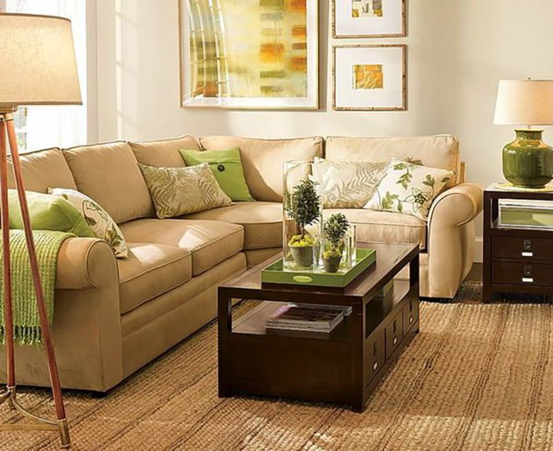 Beige green interior