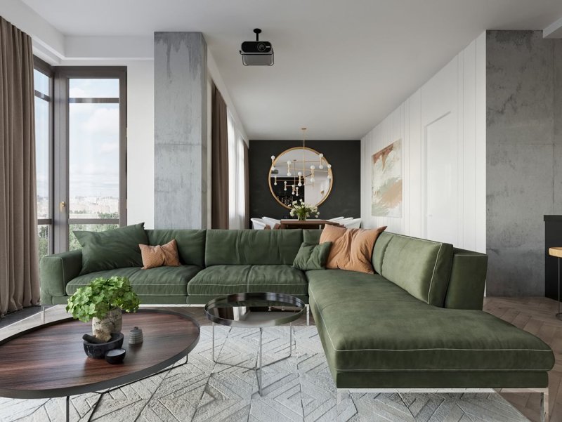 Green sofa interior