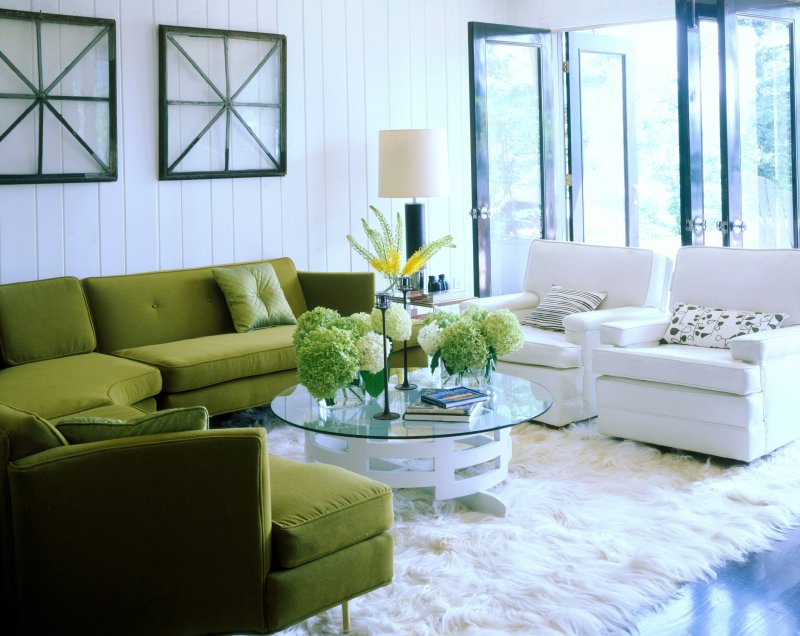 Green sofa interior