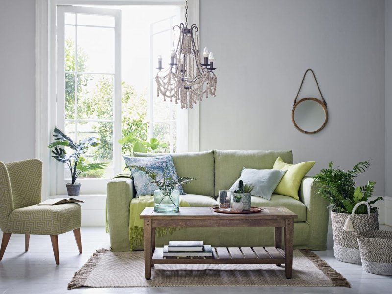 Olive sofa in the interior