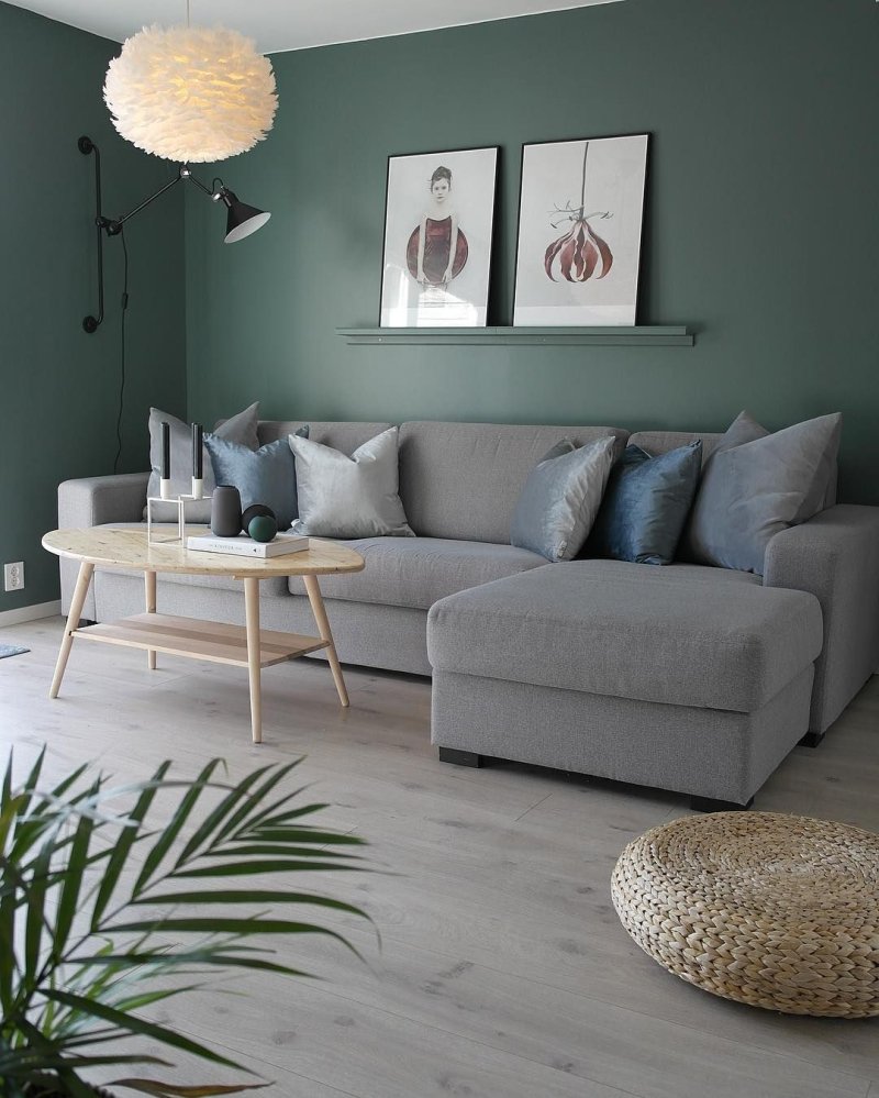 Green sofas in the interior