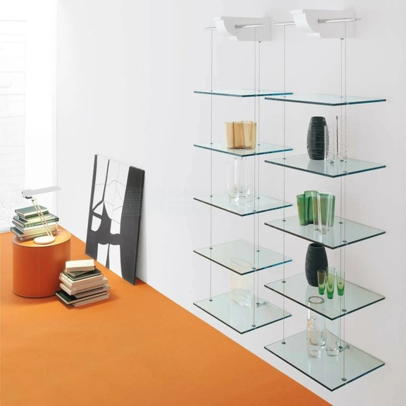 Glass shelf on the wall