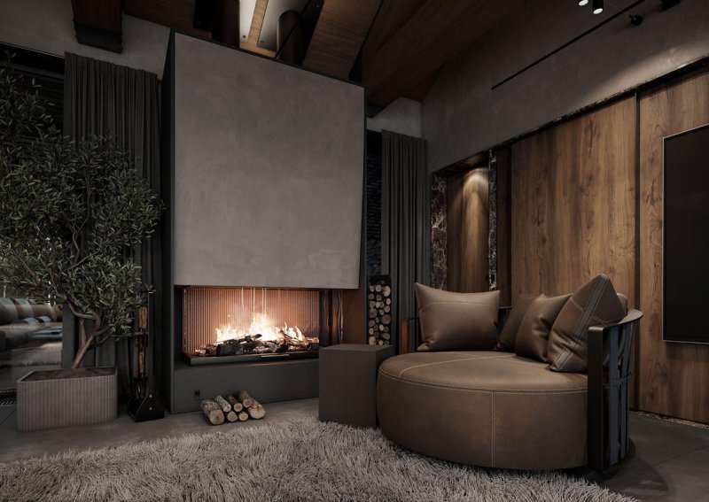 Fireplace in a modern interior