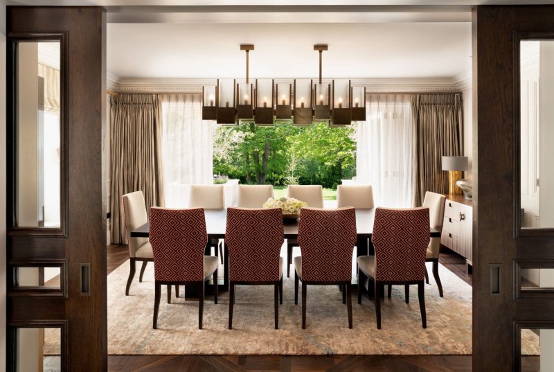 Dining table in the living room in the interior