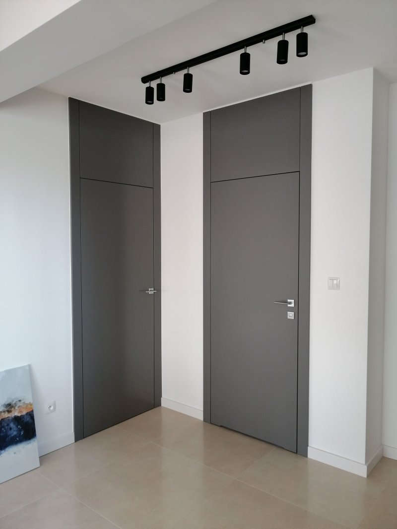 Gray doors in the interior interior